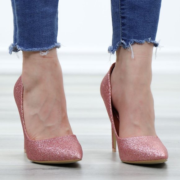 Glitter Pointed Toe High Heel Wedding Party Pumps - Picture 4 of 15